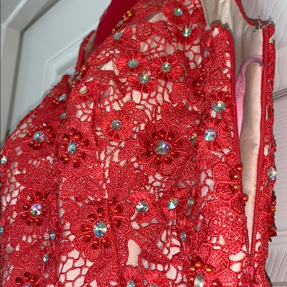 BLUSH red formal dress | WORN ONCE | SIZE 0-2 - Picture 4 of 8
